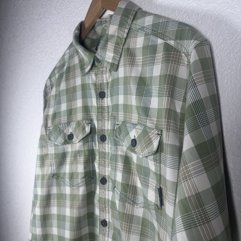 Stio 2108 Green Plaid Button Down Lightweight Flannel Shirt Cotton Blend Med